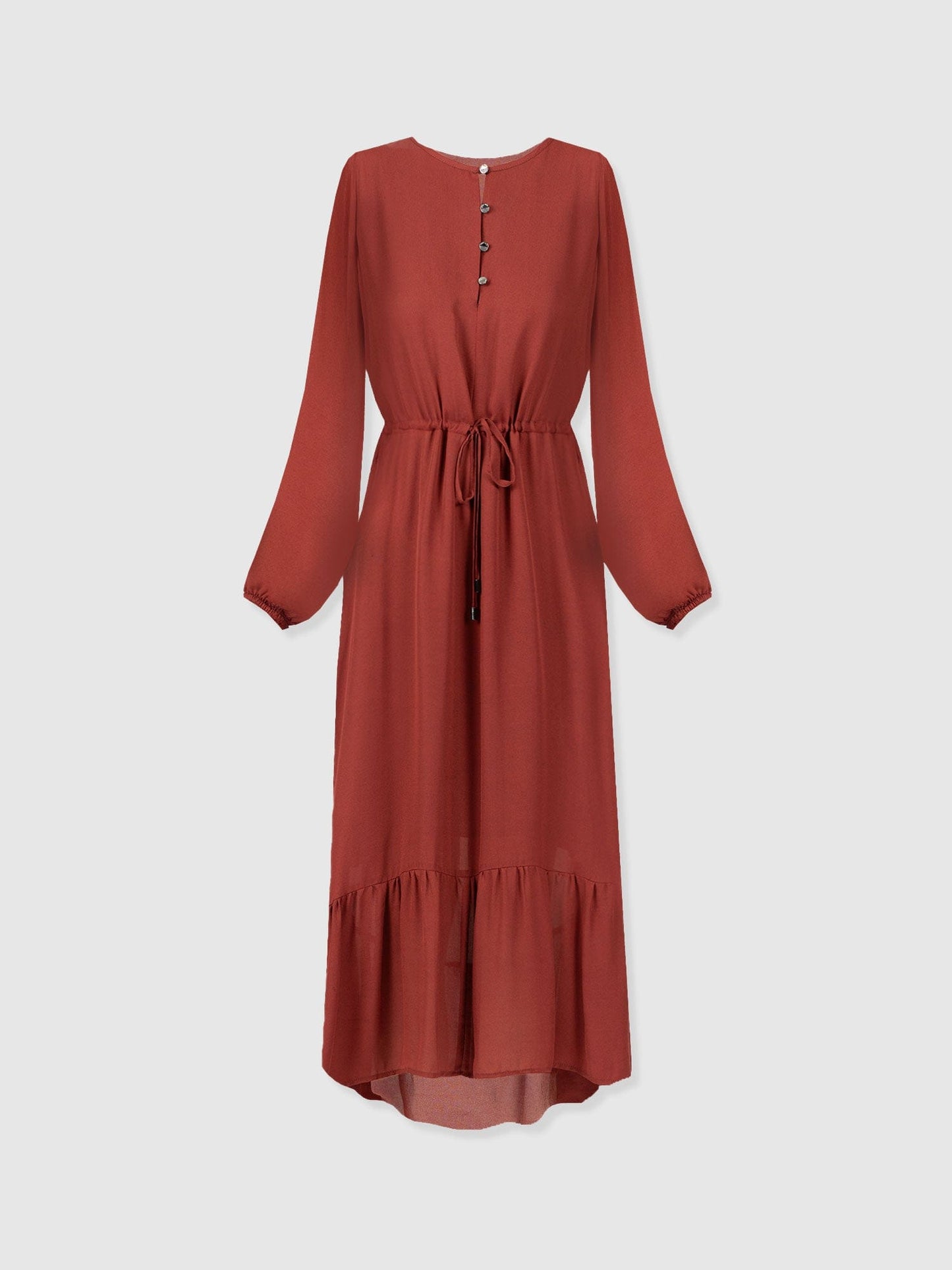 Evelyn High Low Dress - Rust Red