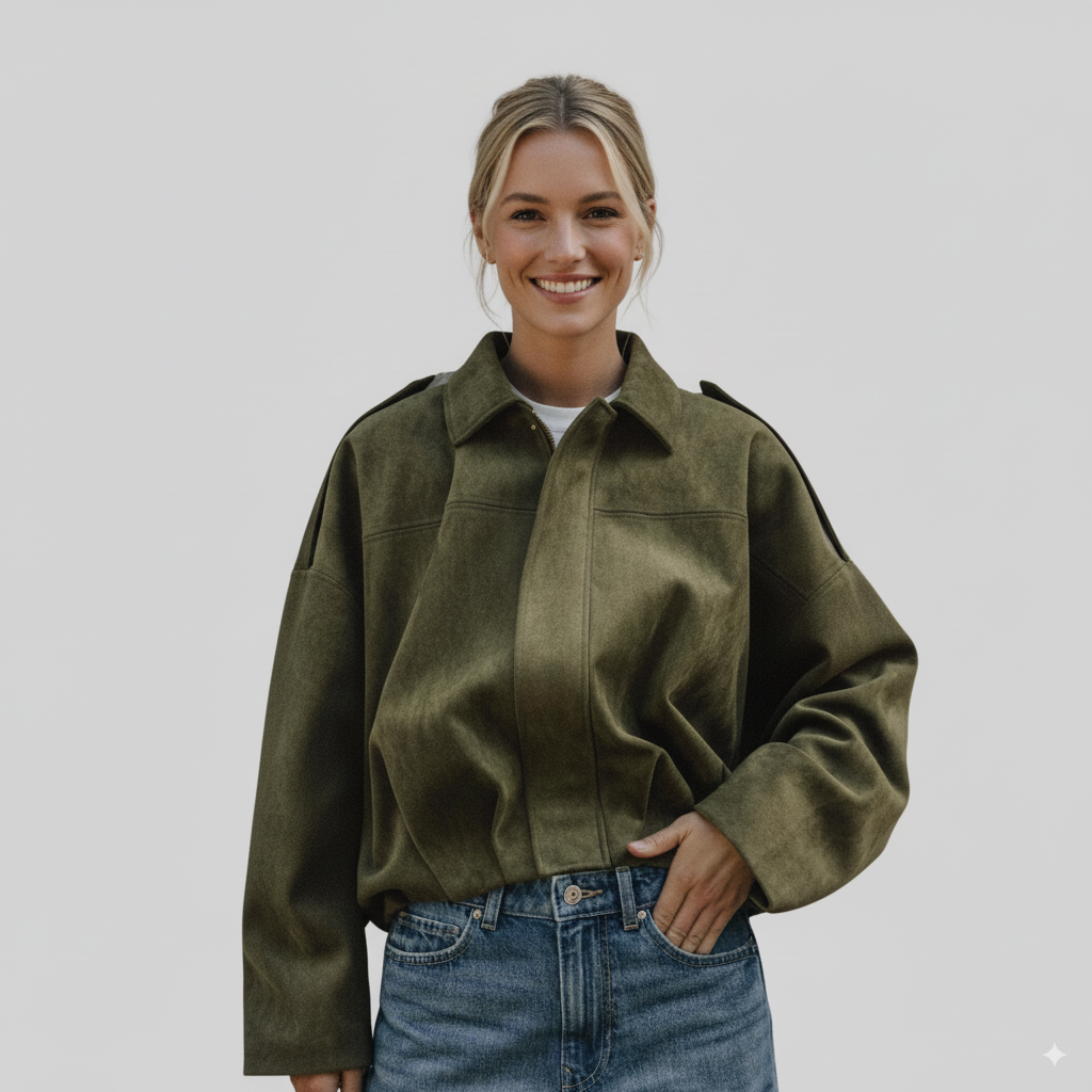Ellisso™ Oversized Bomber Jacket with Pleated Hem