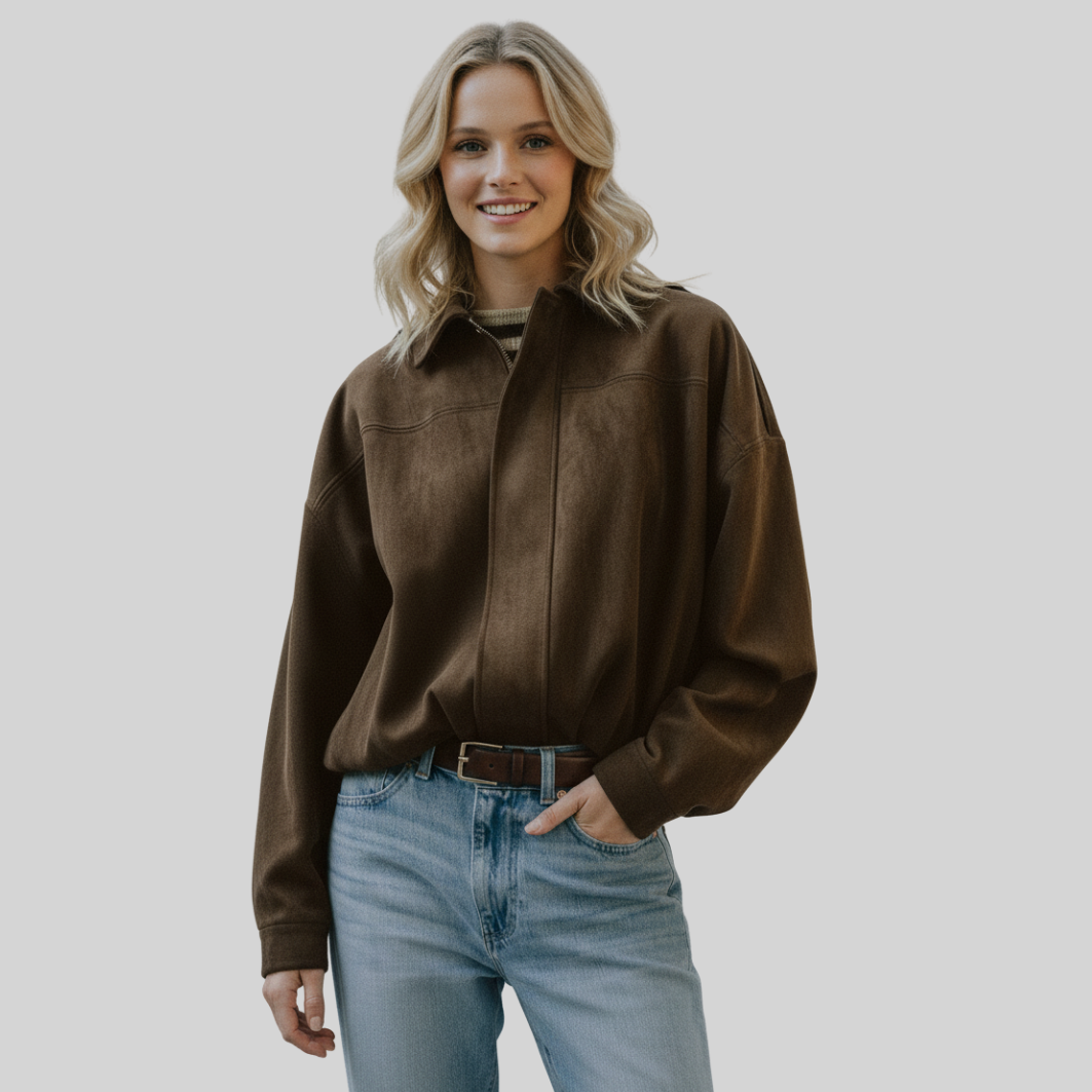 Ellisso™ Oversized Bomber Jacket with Pleated Hem