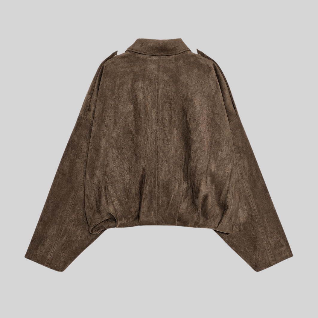 Ellisso™ Oversized Bomber Jacket with Pleated Hem