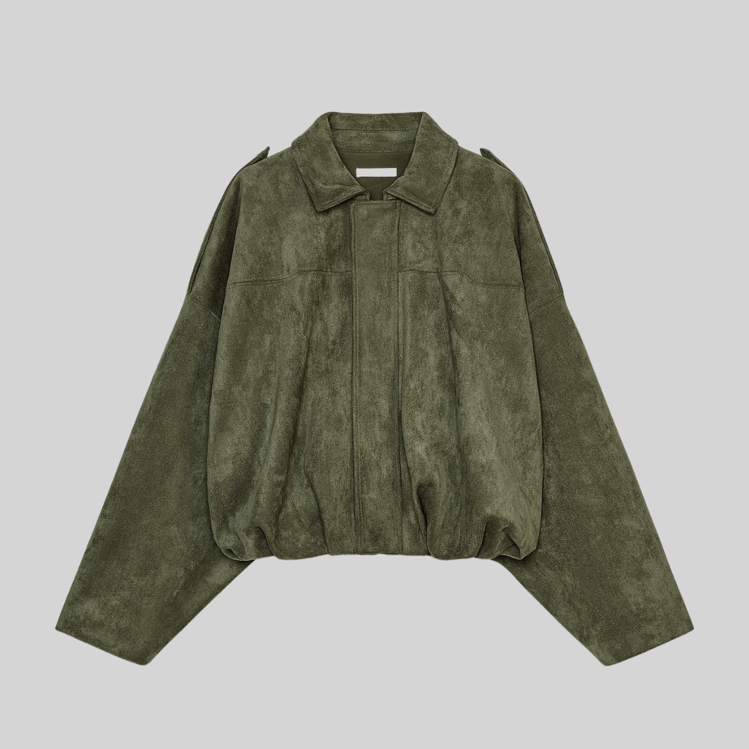 Ellisso™ Oversized Bomber Jacket with Pleated Hem