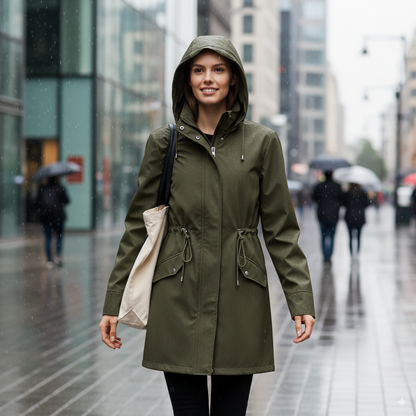 Women’s Solid Color Hooded Trench Coat