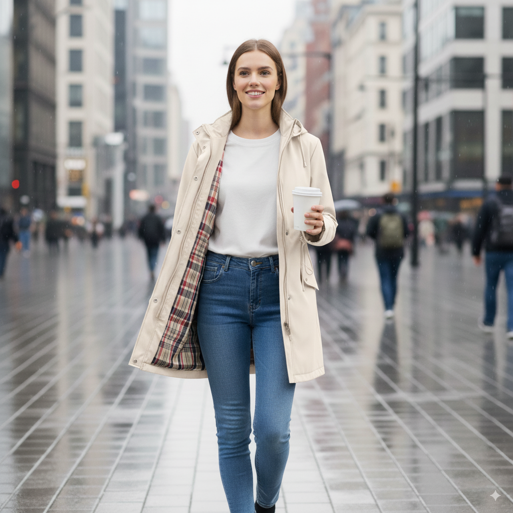 Women’s Solid Color Hooded Trench Coat