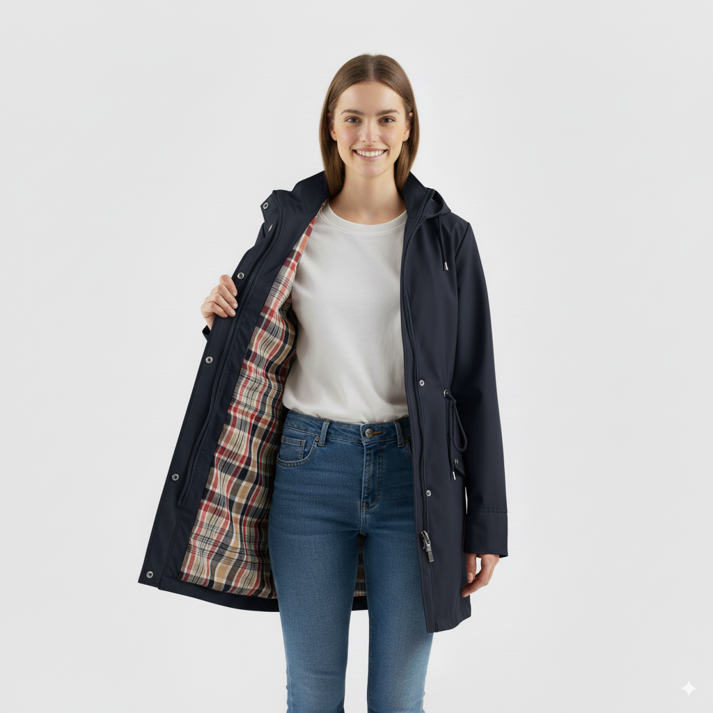 Women’s Solid Color Hooded Trench Coat