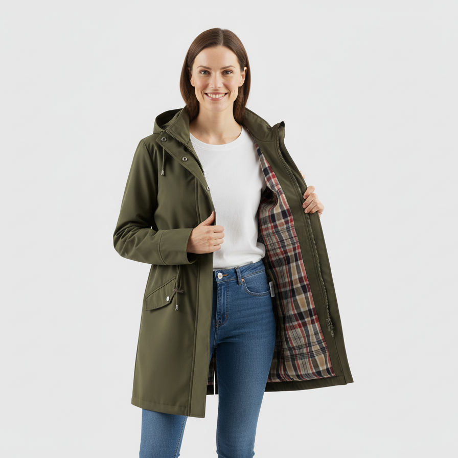 Women’s Solid Color Hooded Trench Coat