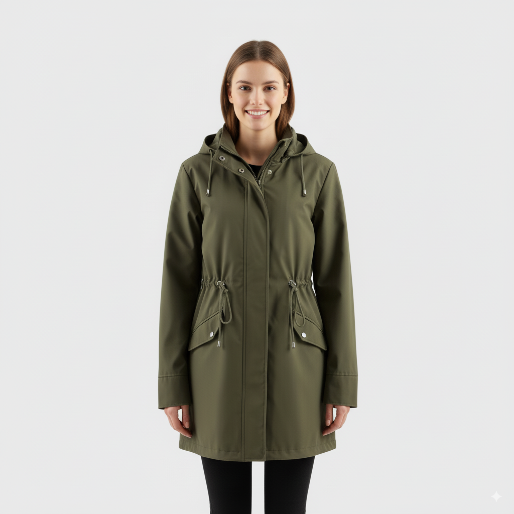 Women’s Solid Color Hooded Trench Coat