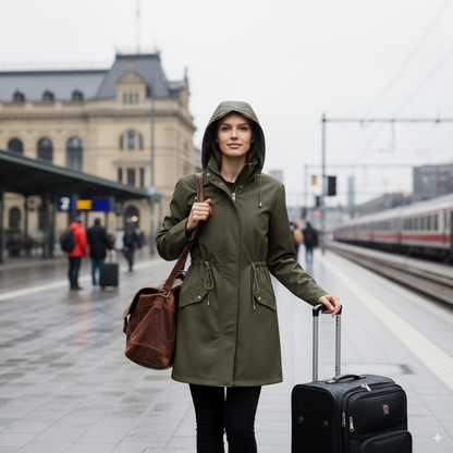 Women’s Solid Color Hooded Trench Coat