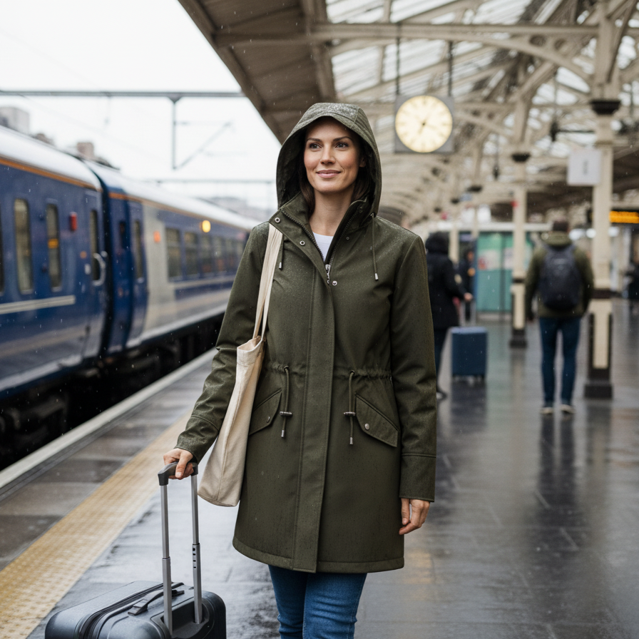 Women’s Solid Color Hooded Trench Coat