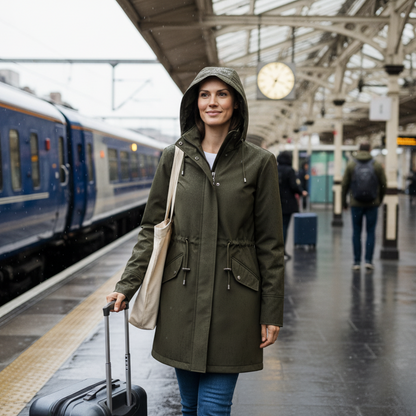 Women’s Solid Color Hooded Trench Coat