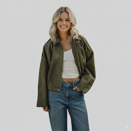 Ellisso™ Oversized Bomber Jacket with Pleated Hem