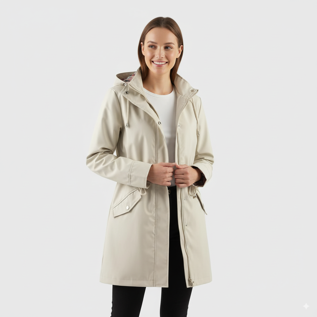 Women’s Solid Color Hooded Trench Coat