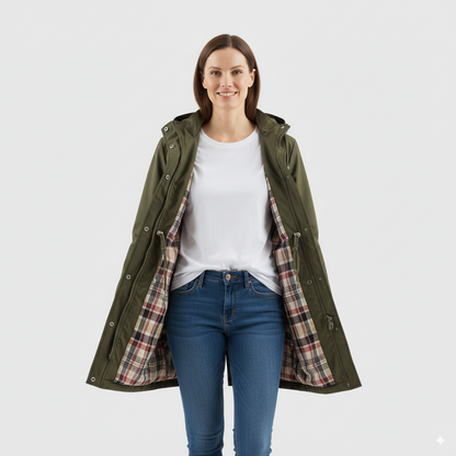 Women’s Solid Color Hooded Trench Coat