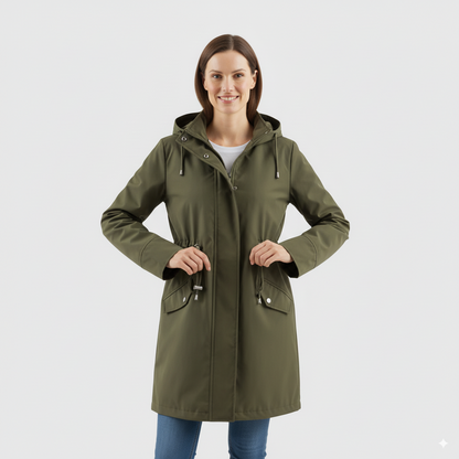 Women’s Solid Color Hooded Trench Coat