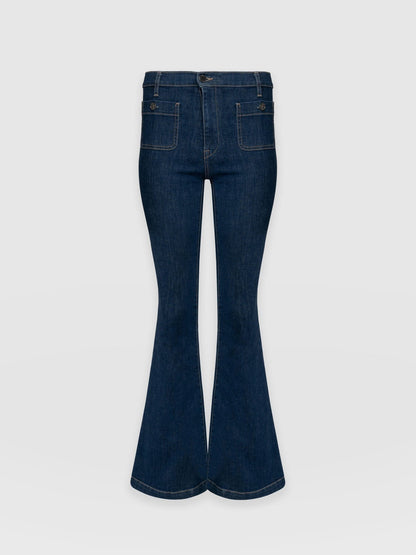 Bowie Stretch Flare Jeans - Mid Blue