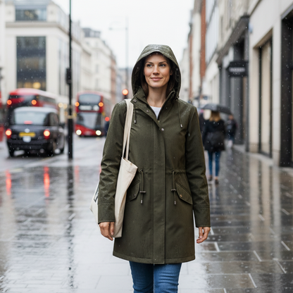 Women’s Solid Color Hooded Trench Coat