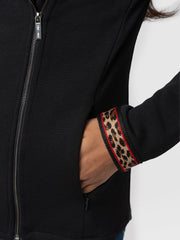 Cotton Biker Jacket - Leopard Trim