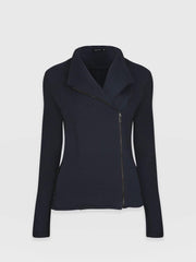 Cotton Biker Jacket - Navy