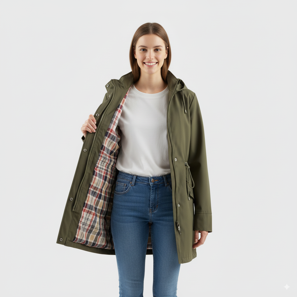 Women’s Solid Color Hooded Trench Coat