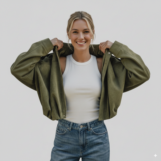 Ellisso™ Oversized Bomber Jacket with Pleated Hem