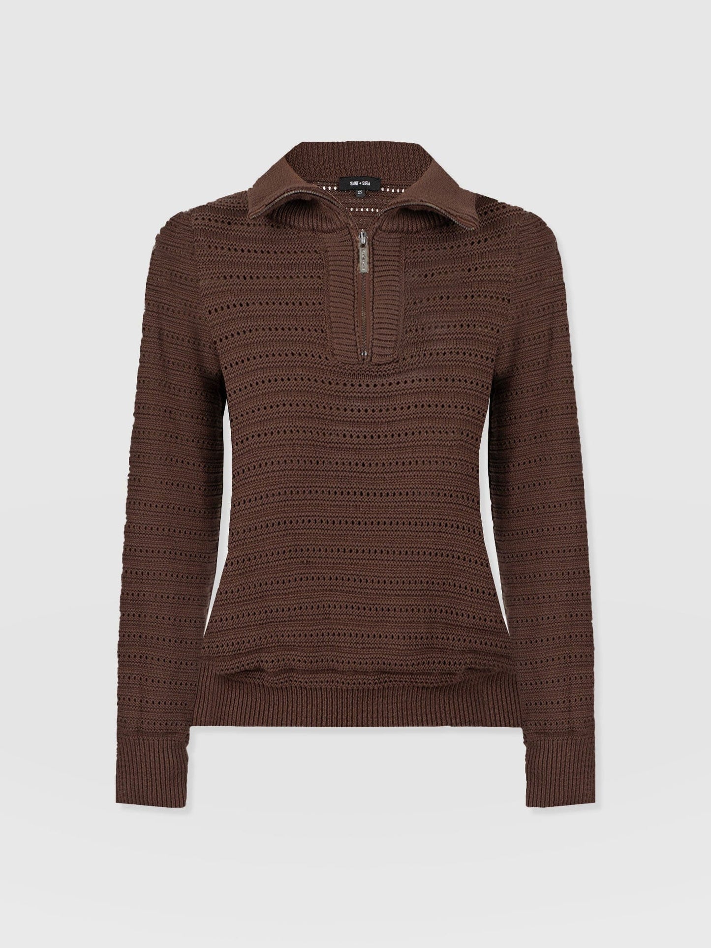 Ester Quarter Zip Knit - Chocolate