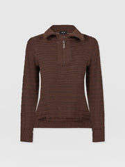 Ester Quarter Zip Knit - Chocolate