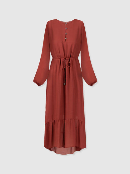 Evelyn High Low Dress - Rust Red