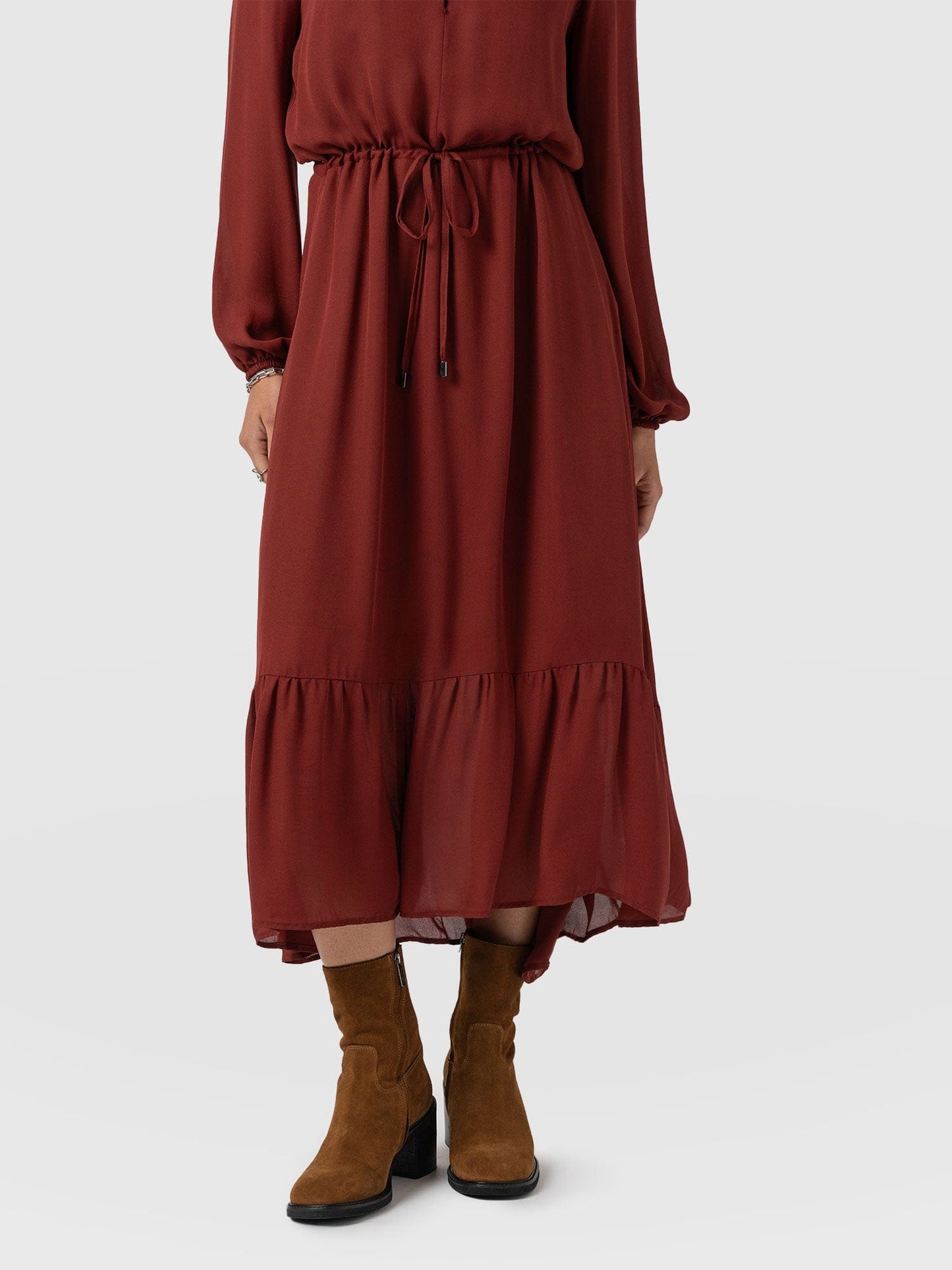 Evelyn High Low Dress - Rust Red