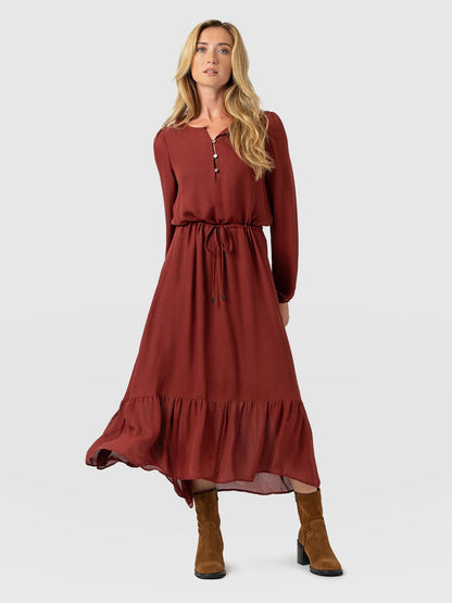Evelyn High Low Dress - Rust Red