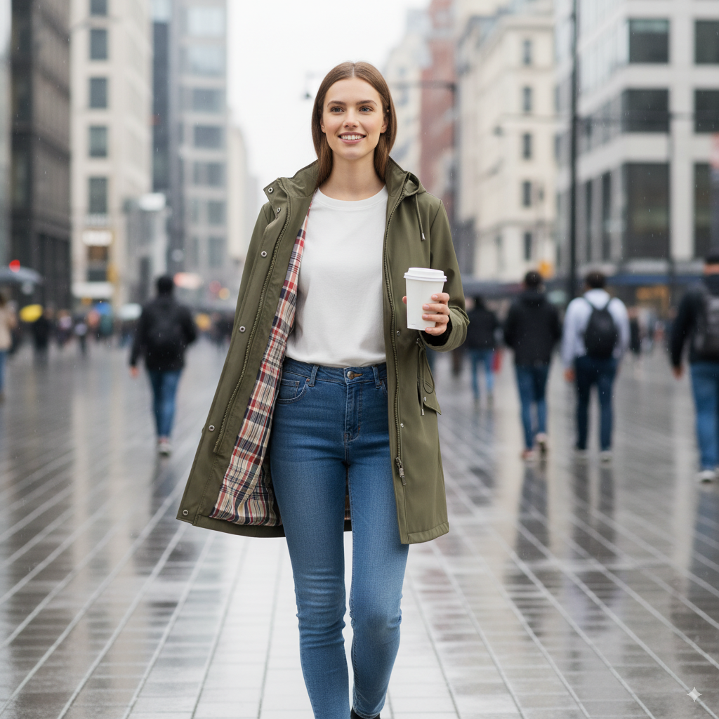 Women’s Solid Color Hooded Trench Coat