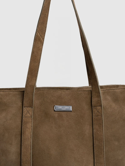 Kara Shopper Bag - Khaki Suede